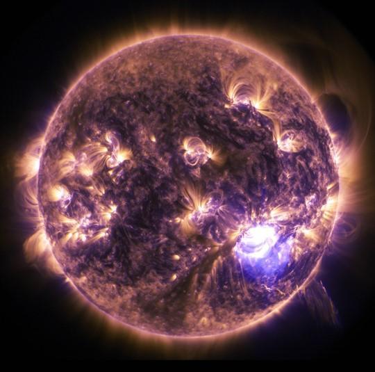 Graphic showing solar flares
