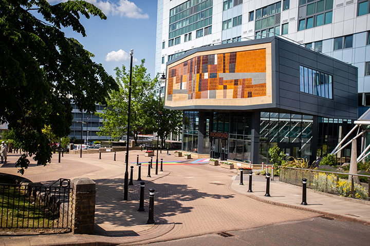 The exterior of the Richmond Building on a bright sunny day