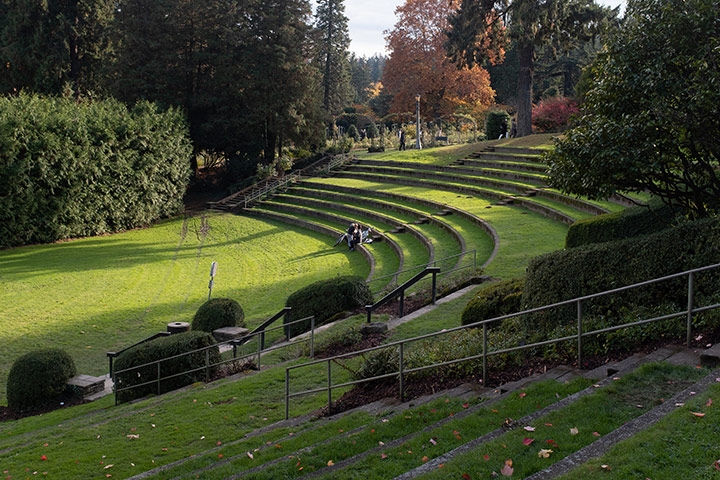 A wonderfully landscaped grassy area that takes the shape of an amphitheatre