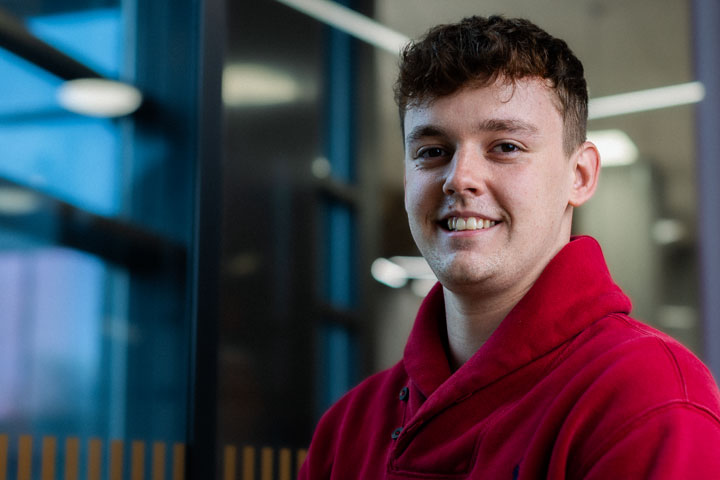 Joe, an undergraduate student in Management and Business Analytics in the Richmond building