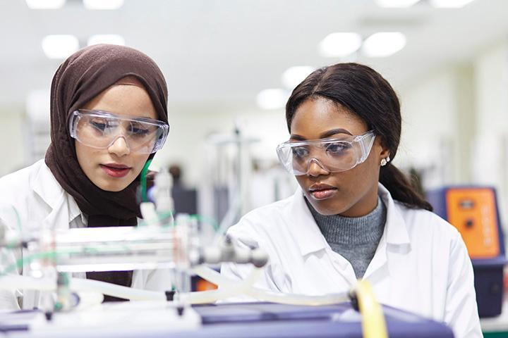Chemical Engineering students in a lab