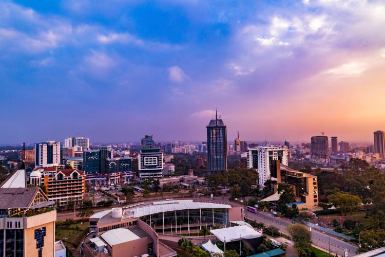 Kenya City Skyline at sunset.