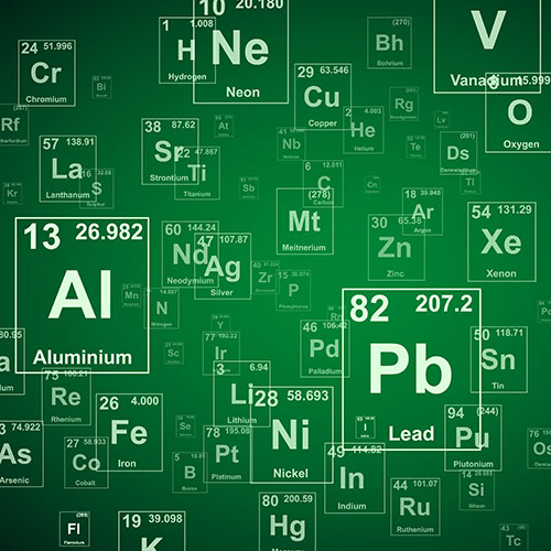 Chemical elements from a periodic table.