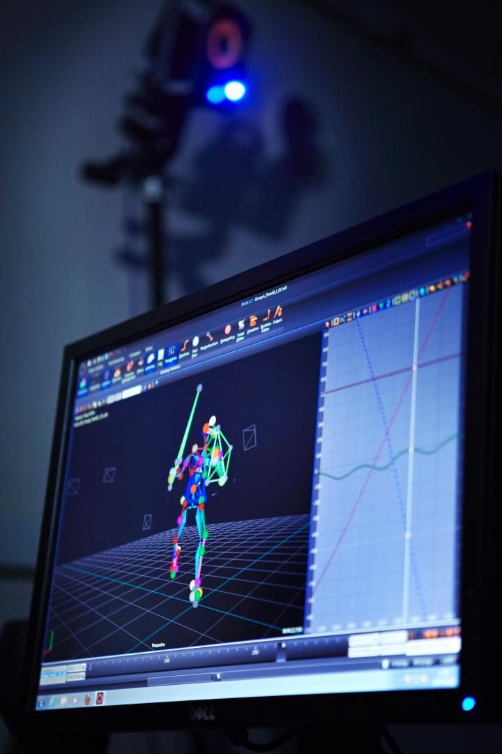 picture of someone in motion capture on a computer screen