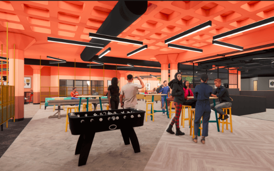 Image of new Student Central games area with table football and pool tables