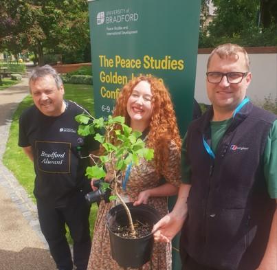 Richard Outram Dr Becky Alexis-Martin and Simon Padgett with ginkgo tree