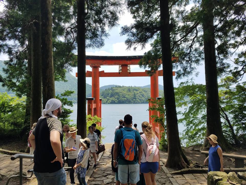 A Japanese torii gate in Hakone Japan